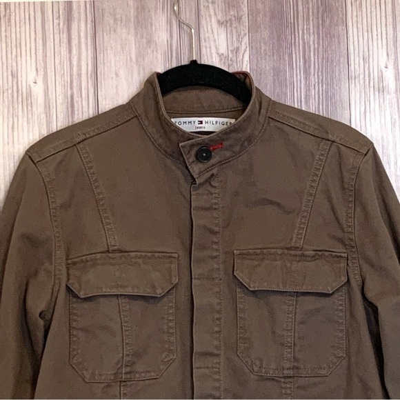 Y2K Tommy Hilfiger Olive Green Safari Army Jacket Khaki Size Medium M - Picture 2 of 9